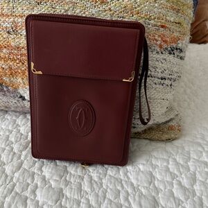 Cartier Mini Wristlet Bag - Burgundy with Gold Accents